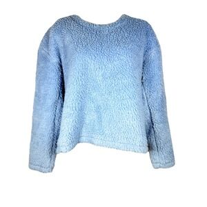 Lululemon Wool-Whenever Crew Sherpa Fleece Pullover Powder Blue Cropped Sz 6